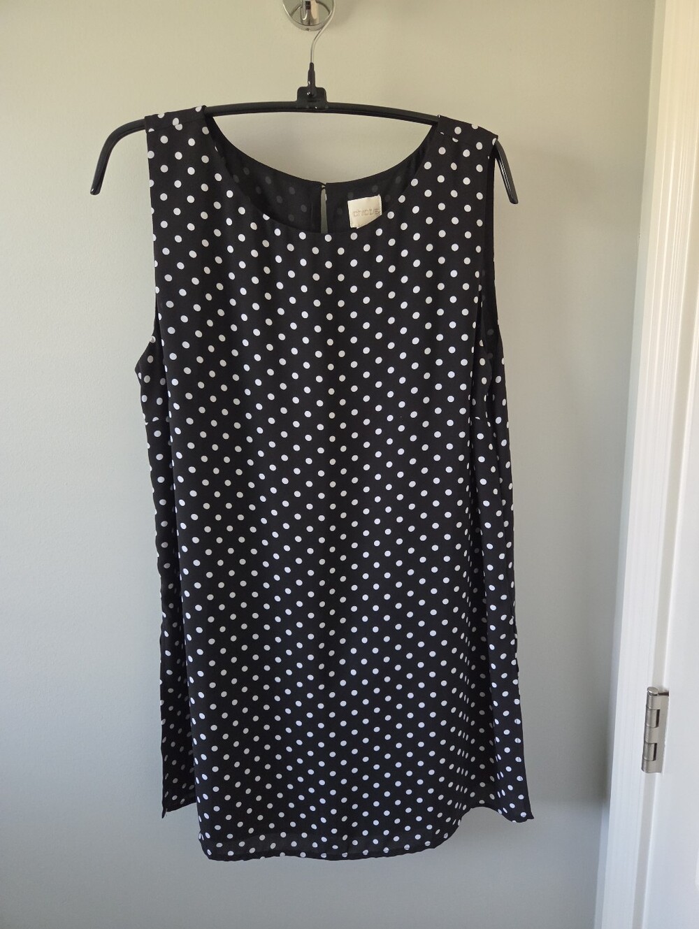 Black Polka Dot Sleeveless Shift Tank